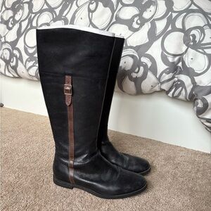 Black Leather Knee-High Boots